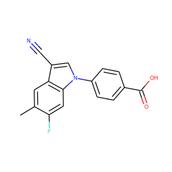 Cc1cc2c(C#N)cn(-c3ccc(C(=O)O)cc3)c2cc1F ZINC000202394775