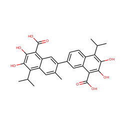 Cc1cc2c(C(C)C)c(O)c(O)c(C(=O)O)c2cc1-c1ccc2c(C(C)C)c(O)c(O)c(C(=O)O)c2c1 ZINC000653806060