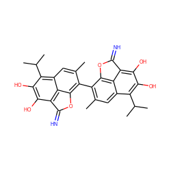 Cc1cc2c(C(C)C)c(O)c(O)c3c2c(c1-c1c(C)cc2c(C(C)C)c(O)c(O)c4c2c1OC4=N)OC3=N ZINC000100652563