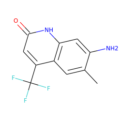 Cc1cc2c(C(F)(F)F)cc(=O)[nH]c2cc1N ZINC000014968336