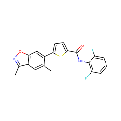 Cc1cc2c(C)noc2cc1-c1ccc(C(=O)Nc2c(F)cccc2F)s1 ZINC000114460984