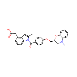 Cc1cc2c(CC(=O)O)cccc2n1C(=O)c1ccc(OC[C@@H]2CN(C)c3ccccc3O2)cc1 ZINC000028376695