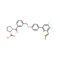 Cc1cc2c(F)c(F)cc(-c3ccc(OCc4cccc(C(=O)N5CCC[C@H]5C(=O)O)c4)cc3)c2s1 ZINC000205638863