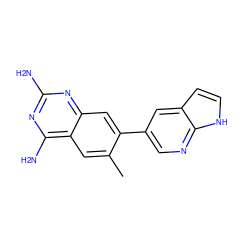 Cc1cc2c(N)nc(N)nc2cc1-c1cnc2[nH]ccc2c1 ZINC000203755716