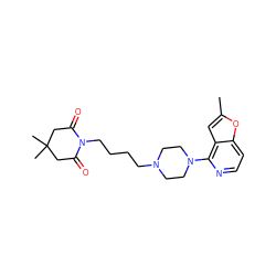 Cc1cc2c(N3CCN(CCCCN4C(=O)CC(C)(C)CC4=O)CC3)nccc2o1 ZINC000036187745