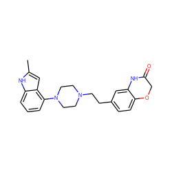 Cc1cc2c(N3CCN(CCc4ccc5c(c4)NC(=O)CO5)CC3)cccc2[nH]1 ZINC000040829651