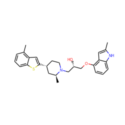 Cc1cc2c(OC[C@@H](O)CN3CC[C@@H](c4cc5c(C)cccc5s4)C[C@@H]3C)cccc2[nH]1 ZINC000013587191