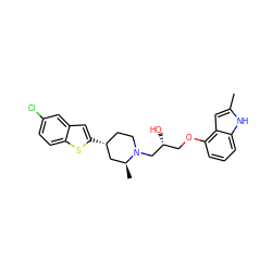 Cc1cc2c(OC[C@@H](O)CN3CC[C@@H](c4cc5cc(Cl)ccc5s4)C[C@@H]3C)cccc2[nH]1 ZINC000013587196