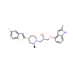 Cc1cc2c(OC[C@@H](O)CN3CC[C@@H](c4cc5cc(F)ccc5s4)C[C@@H]3C)cccc2[nH]1 ZINC000013587194