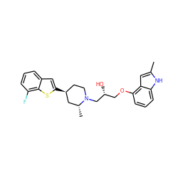 Cc1cc2c(OC[C@@H](O)CN3CC[C@H](c4cc5cccc(F)c5s4)C[C@H]3C)cccc2[nH]1 ZINC000013587187