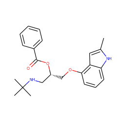 Cc1cc2c(OC[C@H](CNC(C)(C)C)OC(=O)c3ccccc3)cccc2[nH]1 ZINC000001542901