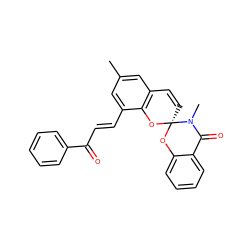 Cc1cc2c(c(/C=C/C(=O)c3ccccc3)c1)O[C@]1(C=C2)Oc2ccccc2C(=O)N1C ZINC000008386742