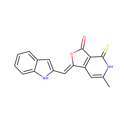 Cc1cc2c(c(=S)[nH]1)C(=O)O/C2=C\c1cc2ccccc2[nH]1 ZINC000040860077