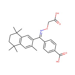 Cc1cc2c(cc1/C(=N/OCC(=O)O)c1ccc(C(=O)O)cc1)C(C)(C)CCC2(C)C ZINC000003834074