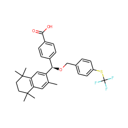 Cc1cc2c(cc1[C@H](OCc1ccc(SC(F)(F)F)cc1)c1ccc(C(=O)O)cc1)C(C)(C)CCC2(C)C ZINC000140683137