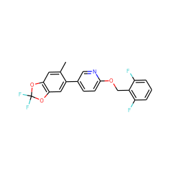 Cc1cc2c(cc1-c1ccc(OCc3c(F)cccc3F)nc1)OC(F)(F)O2 ZINC000207721844