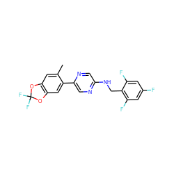 Cc1cc2c(cc1-c1cnc(NCc3c(F)cc(F)cc3F)cn1)OC(F)(F)O2 ZINC000207720921