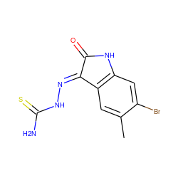 Cc1cc2c(cc1Br)NC(=O)/C2=N/NC(N)=S ZINC000005730420