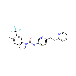 Cc1cc2c(cc1C(F)(F)F)N(C(=O)Nc1ccc(CCc3ccccn3)nc1)CC2 ZINC000029548142