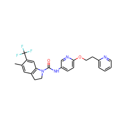 Cc1cc2c(cc1C(F)(F)F)N(C(=O)Nc1ccc(OCCc3ccccn3)nc1)CC2 ZINC000029486812