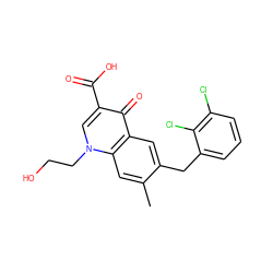 Cc1cc2c(cc1Cc1cccc(Cl)c1Cl)c(=O)c(C(=O)O)cn2CCO ZINC000033818059