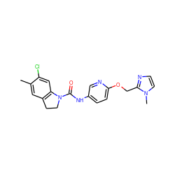 Cc1cc2c(cc1Cl)N(C(=O)Nc1ccc(OCc3nccn3C)nc1)CC2 ZINC000029552883