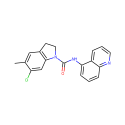 Cc1cc2c(cc1Cl)N(C(=O)Nc1cccc3ncccc13)CC2 ZINC000000007442