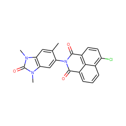 Cc1cc2c(cc1N1C(=O)c3cccc4c(Cl)ccc(c34)C1=O)n(C)c(=O)n2C ZINC001772629024