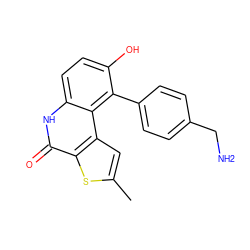 Cc1cc2c(s1)c(=O)[nH]c1ccc(O)c(-c3ccc(CN)cc3)c12 ZINC000164931808