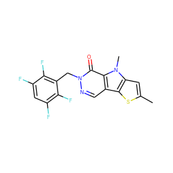 Cc1cc2c(s1)c1cnn(Cc3c(F)c(F)cc(F)c3F)c(=O)c1n2C ZINC000036380290