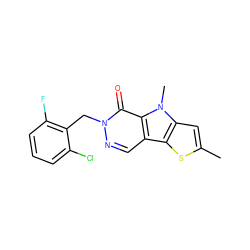 Cc1cc2c(s1)c1cnn(Cc3c(F)cccc3Cl)c(=O)c1n2C ZINC000036380285