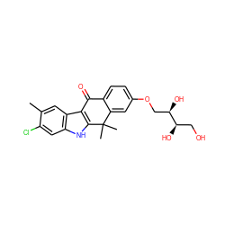 Cc1cc2c3c([nH]c2cc1Cl)C(C)(C)c1cc(OC[C@@H](O)[C@H](O)CO)ccc1C3=O ZINC000114801121