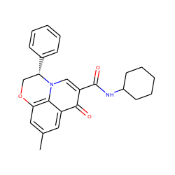 Cc1cc2c3c(c1)c(=O)c(C(=O)NC1CCCCC1)cn3[C@@H](c1ccccc1)CO2 ZINC000095556061