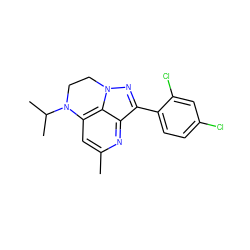 Cc1cc2c3c(n1)c(-c1ccc(Cl)cc1Cl)nn3CCN2C(C)C ZINC000013672720