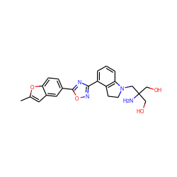 Cc1cc2cc(-c3nc(-c4cccc5c4CCN5CC(N)(CO)CO)no3)ccc2o1 ZINC000114101283