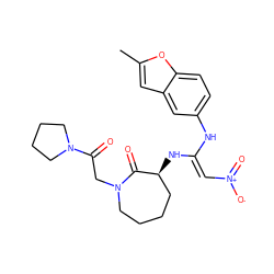 Cc1cc2cc(N/C(=C\[N+](=O)[O-])N[C@H]3CCCCN(CC(=O)N4CCCC4)C3=O)ccc2o1 ZINC000101035236