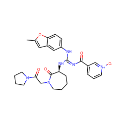 Cc1cc2cc(N/C(=N\C(=O)c3ccc[n+]([O-])c3)N[C@H]3CCCCN(CC(=O)N4CCCC4)C3=O)ccc2o1 ZINC000049677716