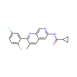 Cc1cc2cc(NC(=O)C3CC3)ncc2nc1-c1cc(F)ccc1Cl ZINC000144310250