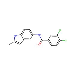 Cc1cc2cc(NC(=O)c3ccc(Cl)c(Cl)c3)ccc2[nH]1 ZINC000064261572