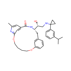 Cc1cc2cc(n1)OCCCCOc1cccc(c1)C[C@@H]([C@H](O)CNC1(c3cccc(C(C)C)c3)CC1)NC2=O ZINC000043203211