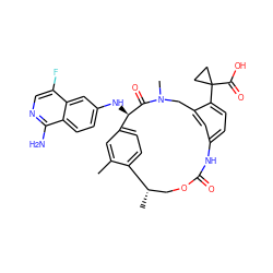 Cc1cc2ccc1[C@@H](C)COC(=O)Nc1ccc(C3(C(=O)O)CC3)c(c1)CN(C)C(=O)[C@@H]2Nc1ccc2c(N)ncc(F)c2c1 ZINC000207292814