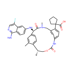 Cc1cc2ccc1[C@@H](C)COC(=O)Nc1ccc(C3(C(=O)O)CCCC3)c(c1)CN(C)C(=O)[C@@H]2Nc1ccc2c(N)ncc(F)c2c1 ZINC001772587327