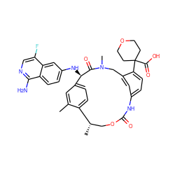 Cc1cc2ccc1[C@@H](C)COC(=O)Nc1ccc(C3(C(=O)O)CCOCC3)c(c1)CN(C)C(=O)[C@@H]2Nc1ccc2c(N)ncc(F)c2c1 ZINC001772600435