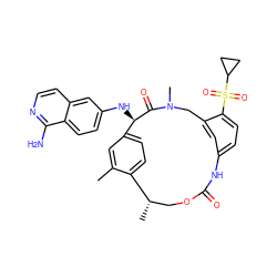 Cc1cc2ccc1[C@@H](C)COC(=O)Nc1ccc(S(=O)(=O)C3CC3)c(c1)CN(C)C(=O)[C@@H]2Nc1ccc2c(N)nccc2c1 ZINC001772624354