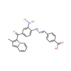 Cc1cc2ccccn2c1C(=O)c1ccc(N/N=C/c2ccc(C(=O)O)cc2)c([N+](=O)[O-])c1 ZINC000012600121