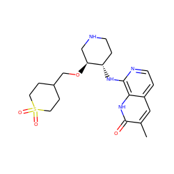 Cc1cc2ccnc(N[C@H]3CCNC[C@@H]3OCC3CCS(=O)(=O)CC3)c2[nH]c1=O ZINC000473107317