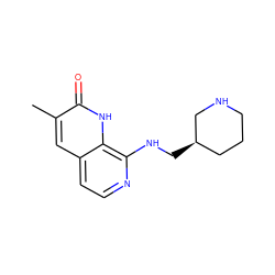 Cc1cc2ccnc(NC[C@@H]3CCCNC3)c2[nH]c1=O ZINC000473134921