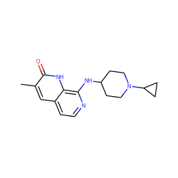 Cc1cc2ccnc(NC3CCN(C4CC4)CC3)c2[nH]c1=O ZINC000473133737