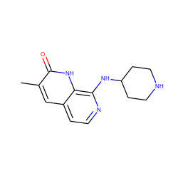 Cc1cc2ccnc(NC3CCNCC3)c2[nH]c1=O ZINC000263621182