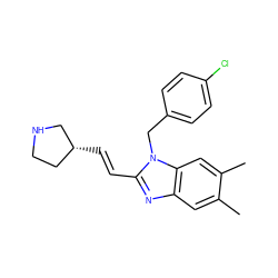 Cc1cc2nc(/C=C/[C@@H]3CCNC3)n(Cc3ccc(Cl)cc3)c2cc1C ZINC000140353644